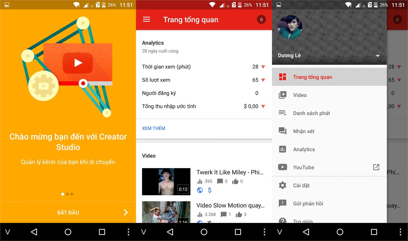 Giao diện của YouTube Creator Studio