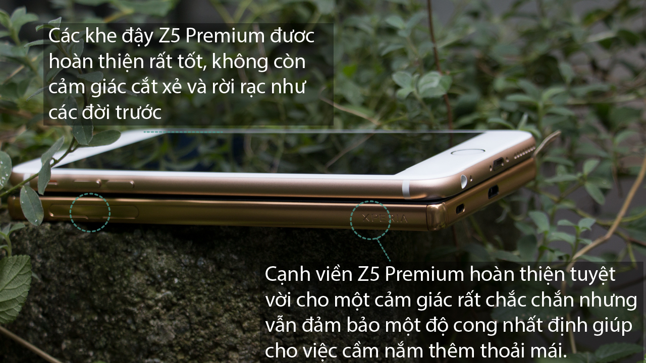 Cạnh bên Apple iPhone 6s Plus và Sony Xperia Z5 Premium Dual