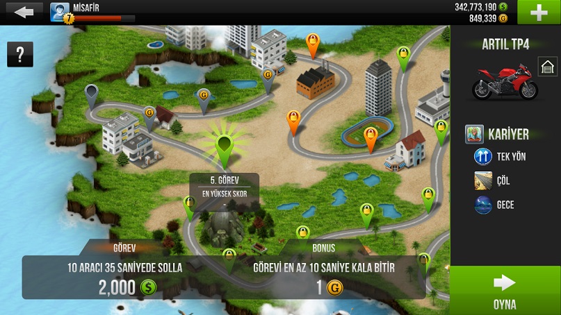 Bản đồ trong Traffic Rider