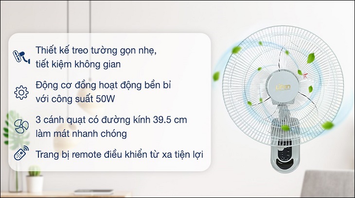 Quạt treo Lifan TE-1688 có chức năng hẹn giờ đến 4 tiếng và có remote từ xa điều khiển tiện lợi