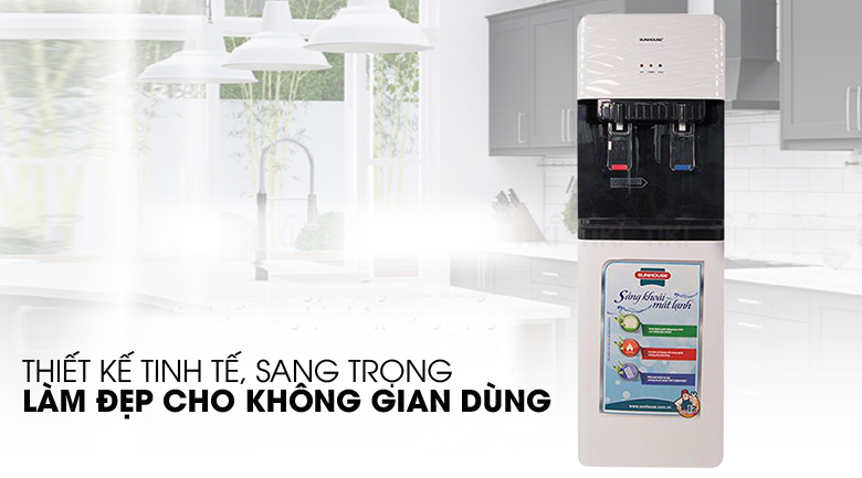 Cây nước nóng lạnh Sunhouse SHD9615 có thiết kế hiện đại, sang trọng phù hợp với mọi không gian