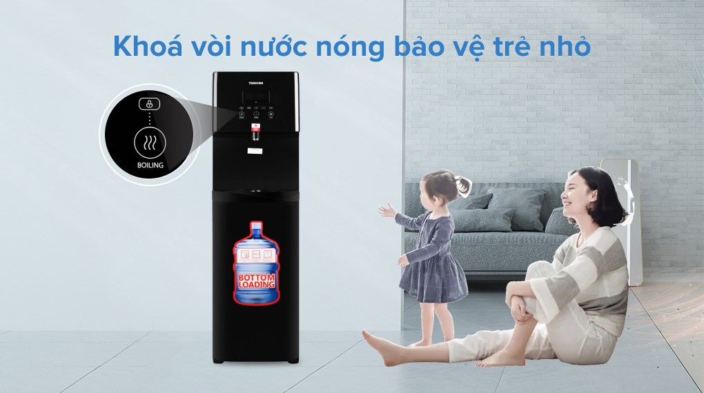 Cây nước nóng lạnh Toshiba RWF-W1830BV(K) được trang bị khóa vòi nước nóng bảo vệ trẻ em