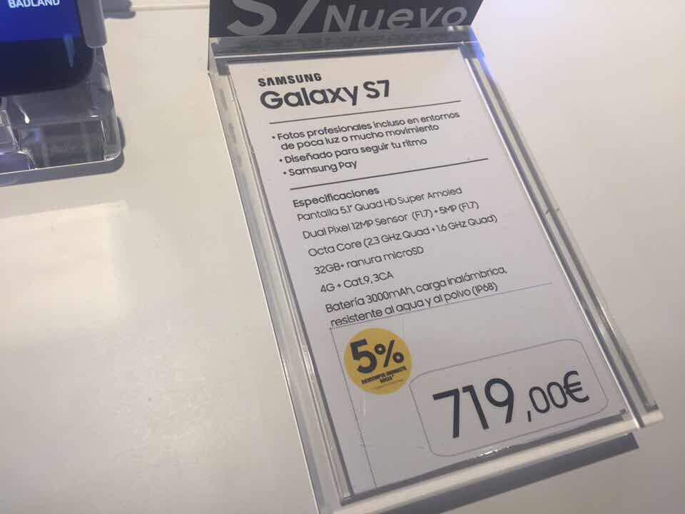 Galaxy S7 được bày bán tại Tây Ban Nha