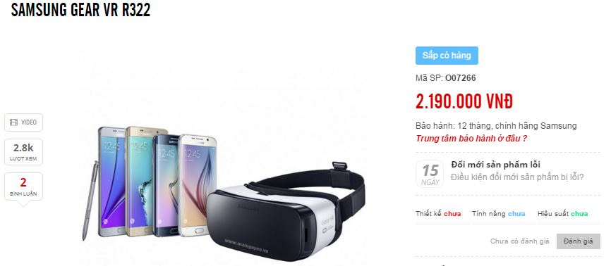Gear VR có giá bán 2.19 triệu đồng Gear VR có giá bán 2.19 triệu đồng