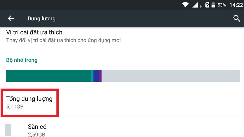 Thông tin bộ nhớ trong của smartphone Thông tin bộ nhớ trong của smartphone