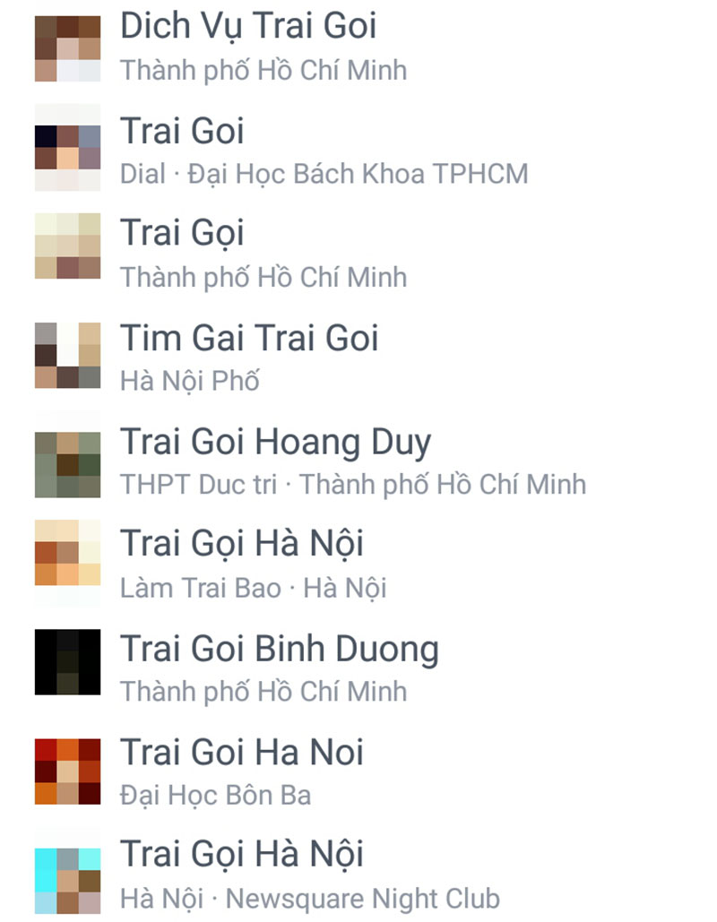 Những nhóm call boy không ít Những nhóm call boy không ít