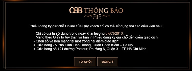 Thông báo của VinaPhone đưa ra khi đăng kí