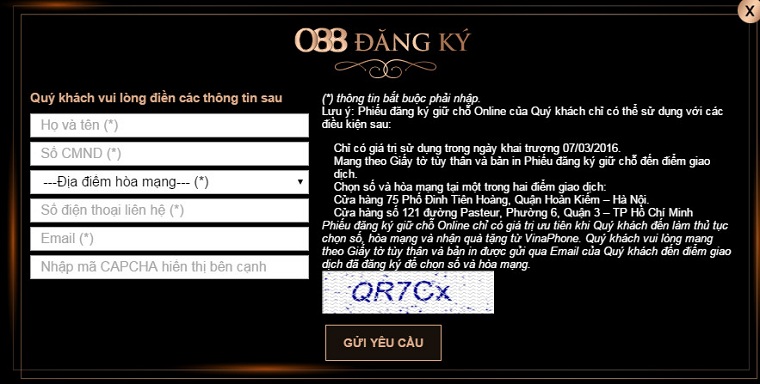 Các thông tin bạn cần hoàn thành