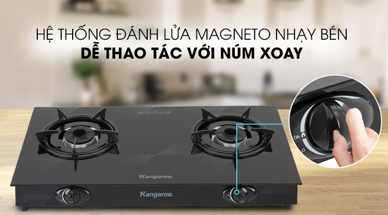 Bếp ga đôi Kangaroo KG8G1A trang bị hệ thống đánh lửa magneto nhạy bén