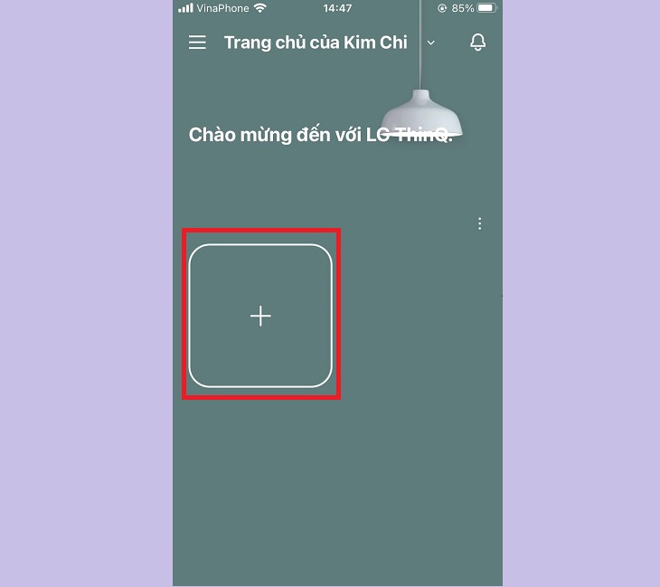 Khi giao diện của ứng dụng LG ThinQ xuất hiện > Chọn biểu tượng (+).