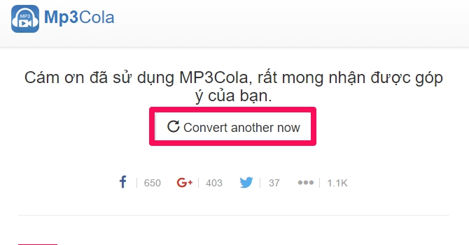 Để tiếp tục chuyển đổi video khác, bạn bấm vào khung Convert another now Để tiếp tục chuyển đổi video khác, bạn bấm vào khung Convert another now