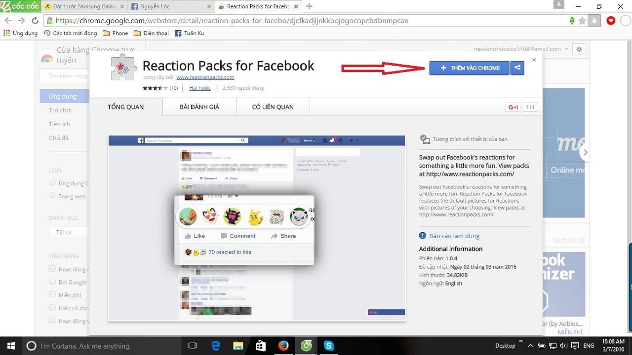 Tip thay đổi Reactions 2