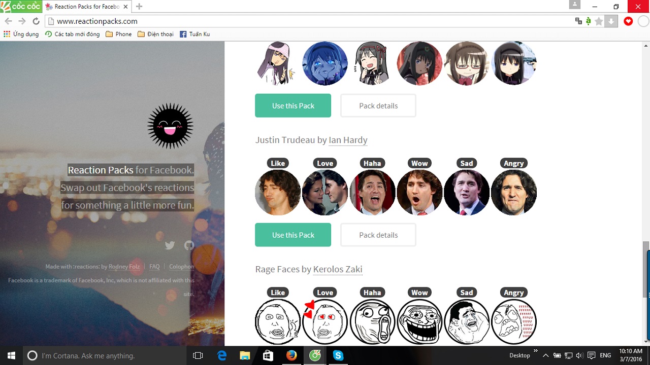 Tip thay đổi Reactions 123