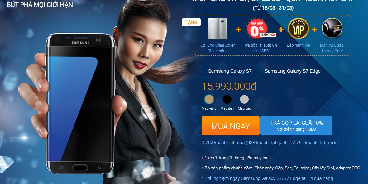 Siêu phẩm Galaxy S7, Galaxy S7 Edge lên kệ tại Việt Nam