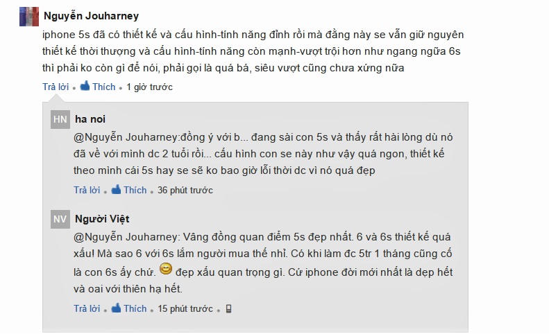 Người dùng Việt vẫn rất ưa chuộng thiết kế của iPhone 5s cũng như iPhone SE Người dùng Việt vẫn rất ưa chuộng thiết kế của iPhone 5s cũng như iPhone SE
