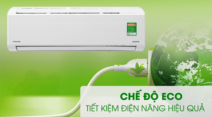 Máy lạnh Toshiba Inverter 1 HP RAS-H10D2KCVG-V được trang bị chế độ Eco tiết kiệm điện năng