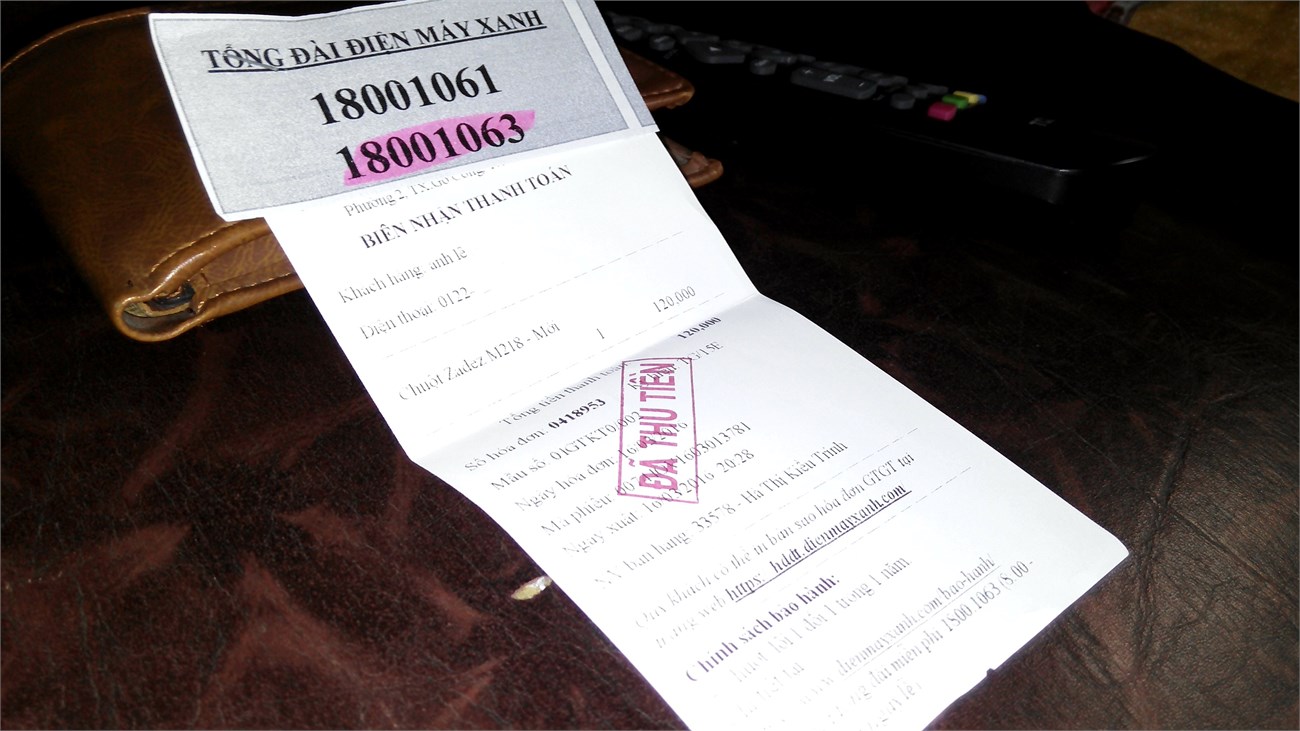 Biên nhận thanh toán