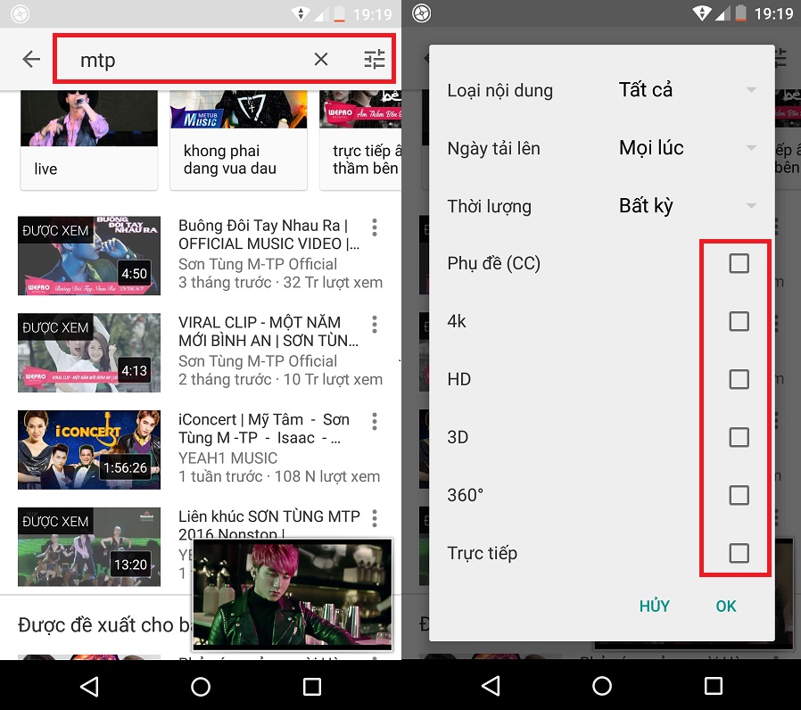 Lọc nội dung tìm kiếm