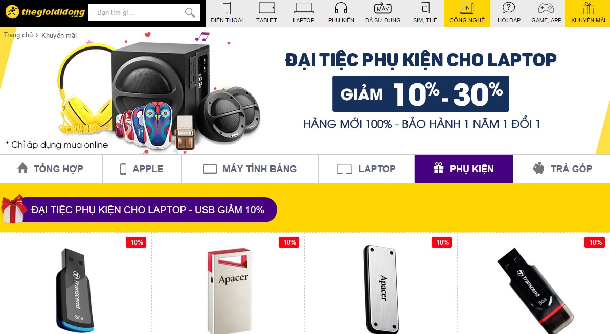 Đại Tiệc Phụ Kiện Laptop tại Thế Giới Di Động