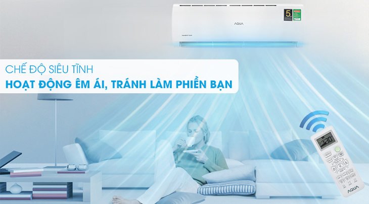 Máy lạnh Aqua Inverter 1.5 HP AQA-KCRV13TK được tích hợp chế độ hoạt động siêu êm, không làm phiền giấc ngủ của trẻ.