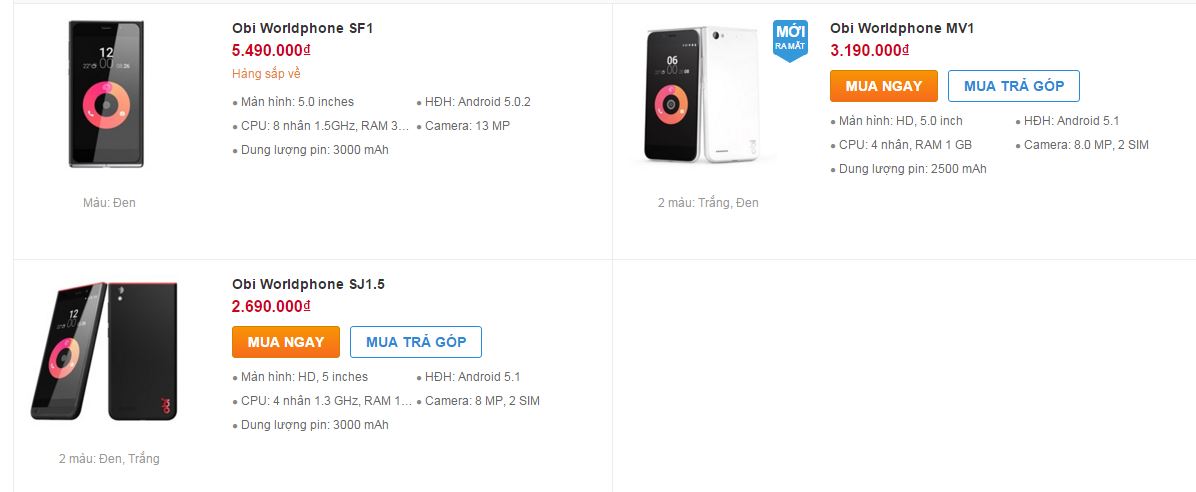 3 mẫu smartphone của Obi Worldphone lên kệ Thế giới di động