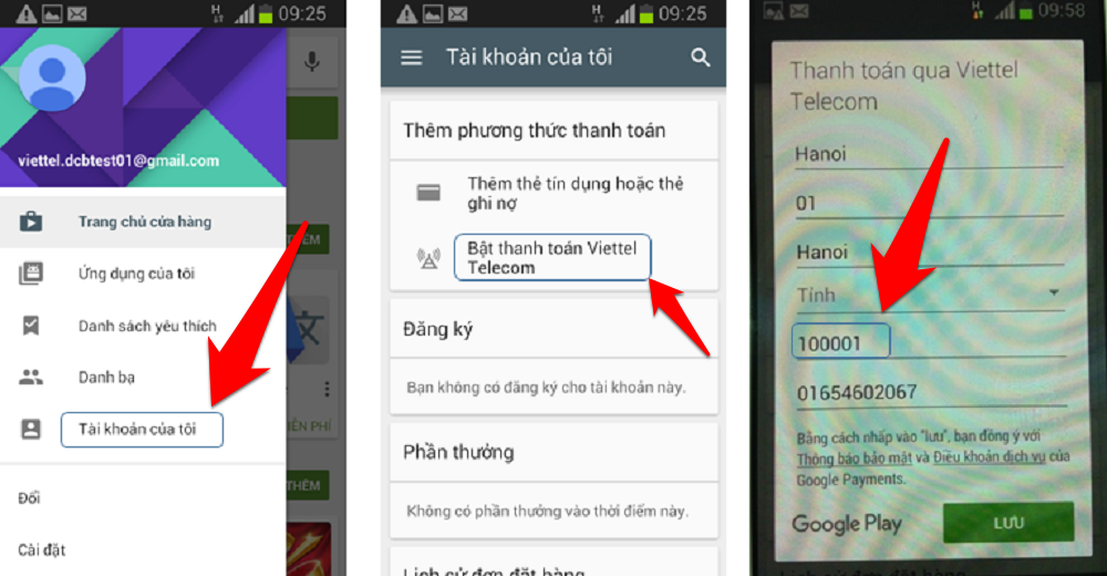 bạn điền mã có 6 chữ số (Ví dụ: 100001) sau đó chọn Lưu và khi hoàn tất sẽ thấy tùy chọn “Tính phí vào tài khoản Viettel Telecom”