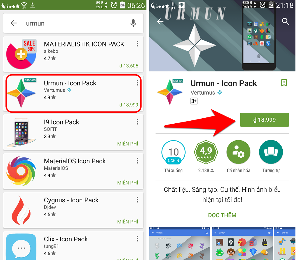 Để mua một ứng dụng, bạn vào Ch Play và chọn ứng dụng mình cần mua rồi chạm vào đơn giá