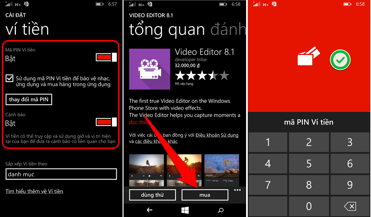  mua ứng dụng hay bất kỳ nhạc hay clip trong Store đều sẽ được thông báo điền mã bảo mật này vào để xác nhận an toàn.