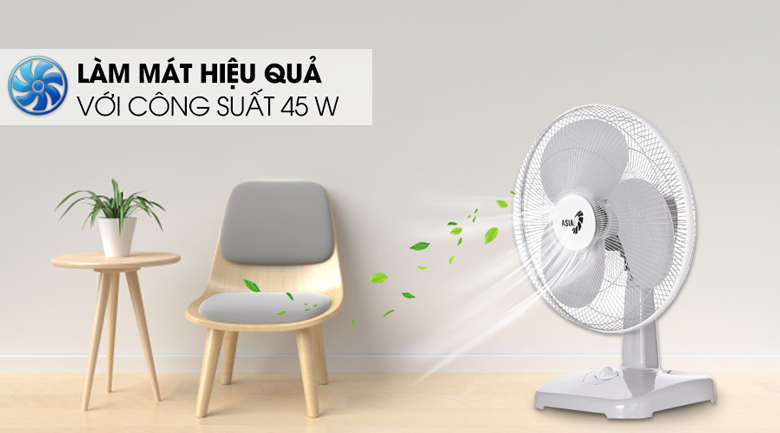 So sánh quạt hộp và quạt bàn. Nên mua loại nào? > Quạt bàn Asia B16001-XV1 làm mát tốt với công suất 45W