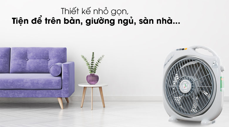 So sánh quạt hộp và quạt bàn. Nên mua loại nào? > Với kích thước nhỏ gọn và nhẹ, cả quạt hộp và quạt bàn đều có tính di động cao