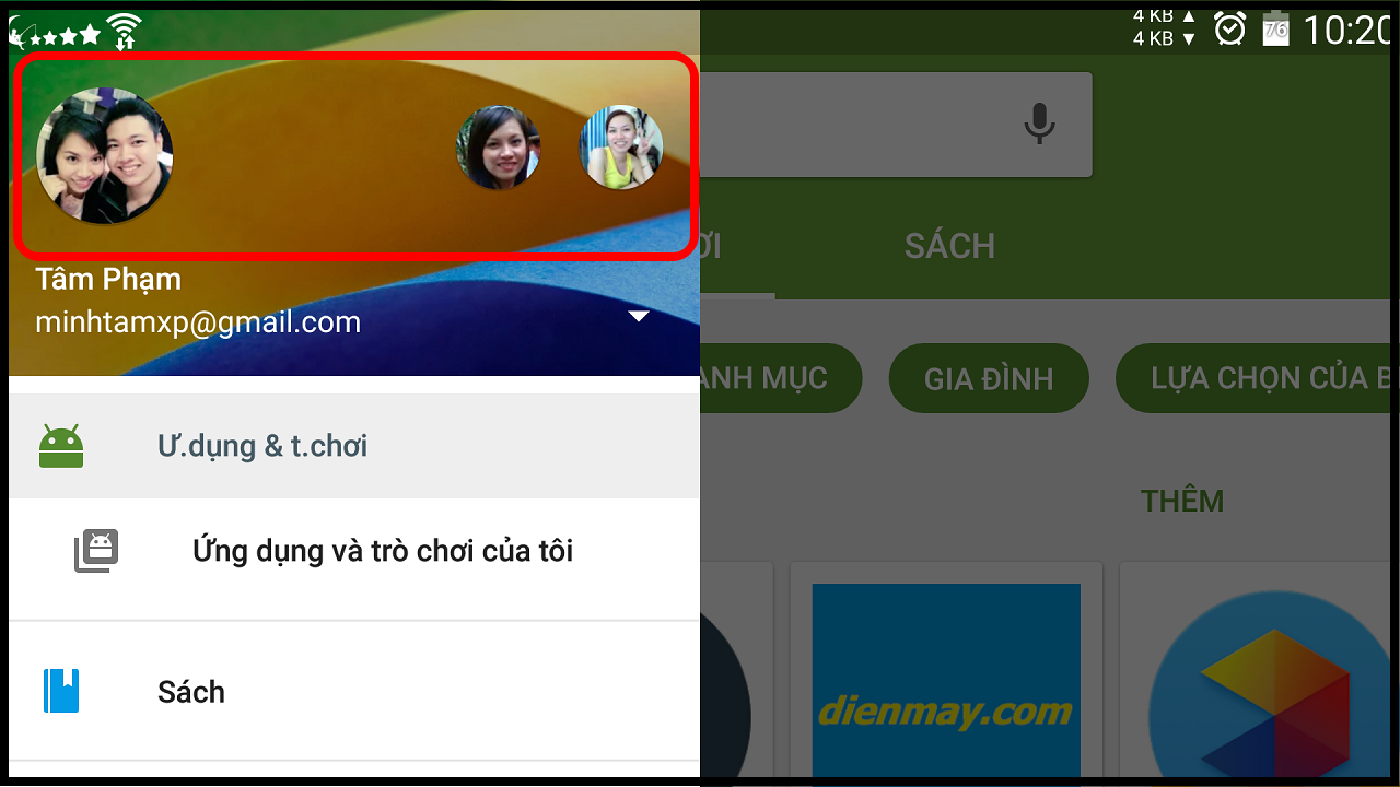 Thêm hoặc thay thế tài khoản để cài ứng dụng đã mua trên tài khoản khác