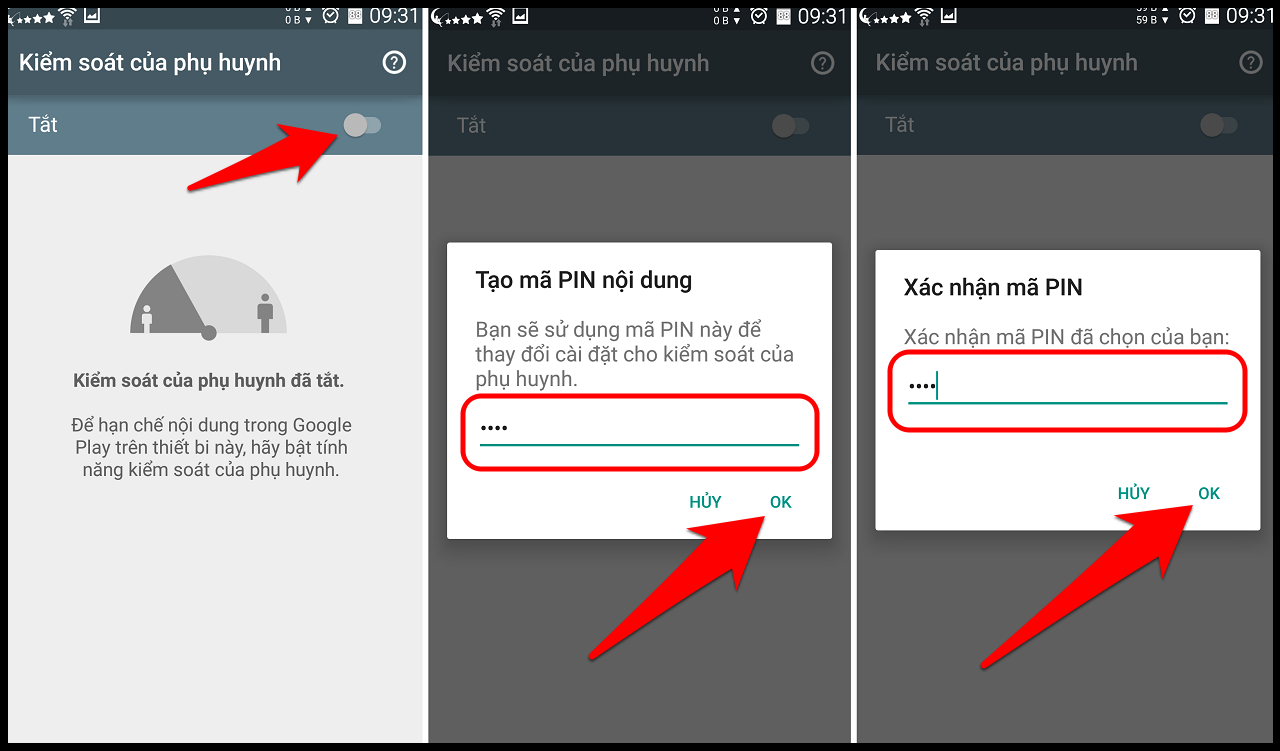 tạo mã pin theo ý bạn và xác nhận lại mã pin một lần nữa