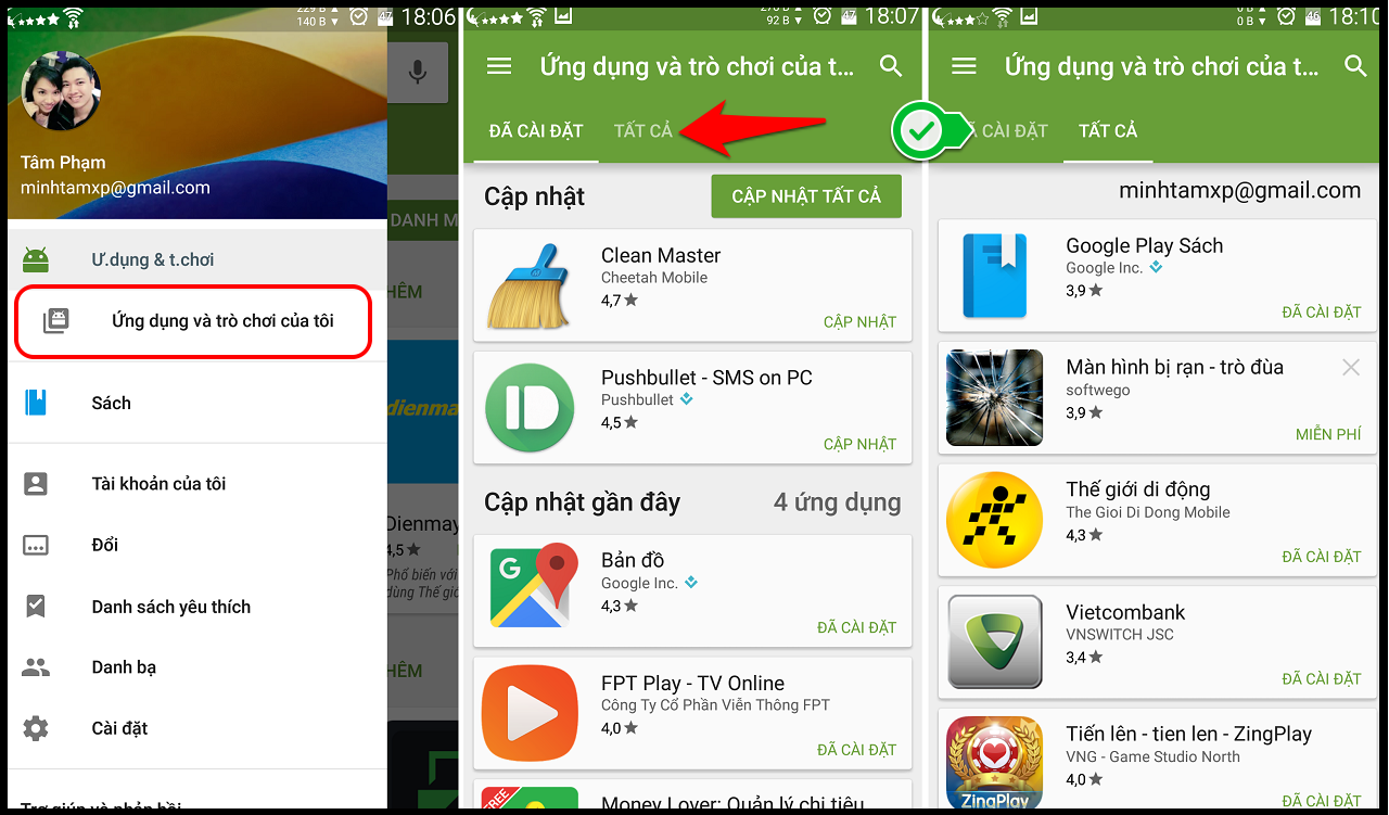 ứng dụng và trò chơi của tôi