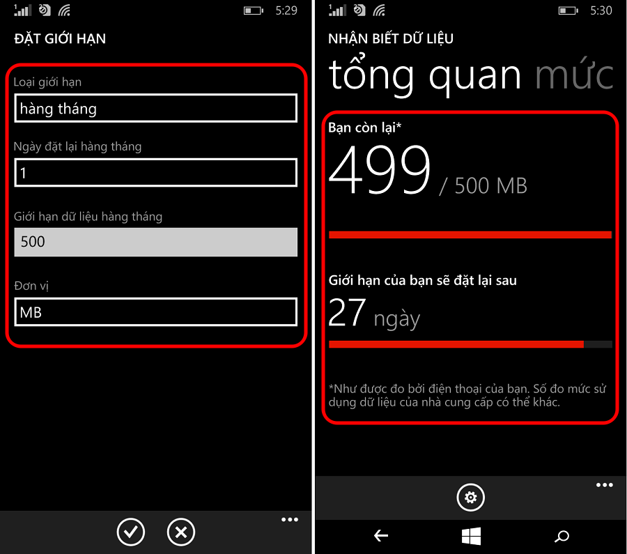 Khi sử dụng loại giới hạn hàng tháng Khi sử dụng loại giới hạn hàng tháng