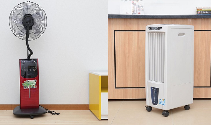 Vì sao phải sử dụng quạt cho phòng có máy lạnh > Quạt phun sương và quạt điều hòa giúp tăng độ ẩm phòng điều hòa