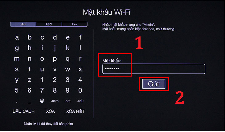 Chọn Cài đặt => Cài đặt chung => Chọn mạng Wifi bạn muốn kết nối và nhập mật khẩu nếu có