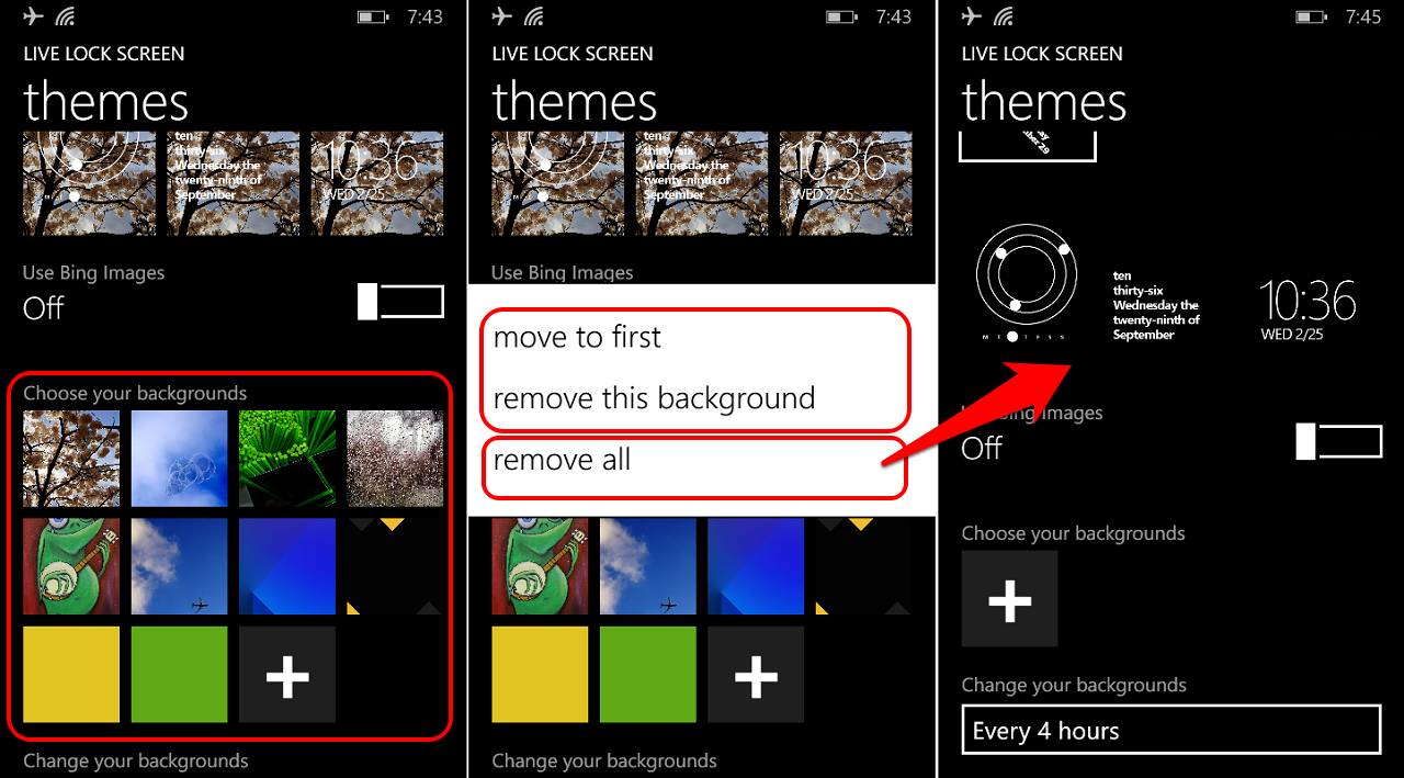 Để áp dụng màu nền hay hình nền bạn nhấn giữ vào background và chọn move to first Để áp dụng màu nền hay hình nền bạn nhấn giữ vào background và chọn move to first