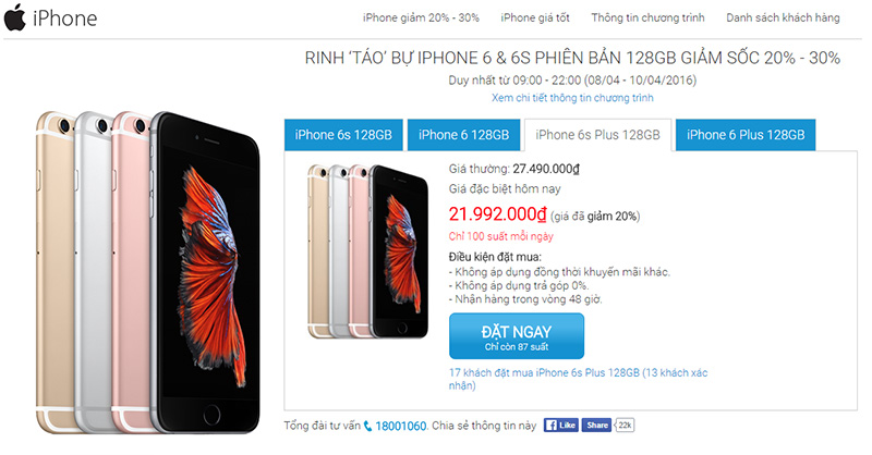 iPhone 6, iPhone 6s giảm giá mạnh từ 5 đến 7 triệu đồng
