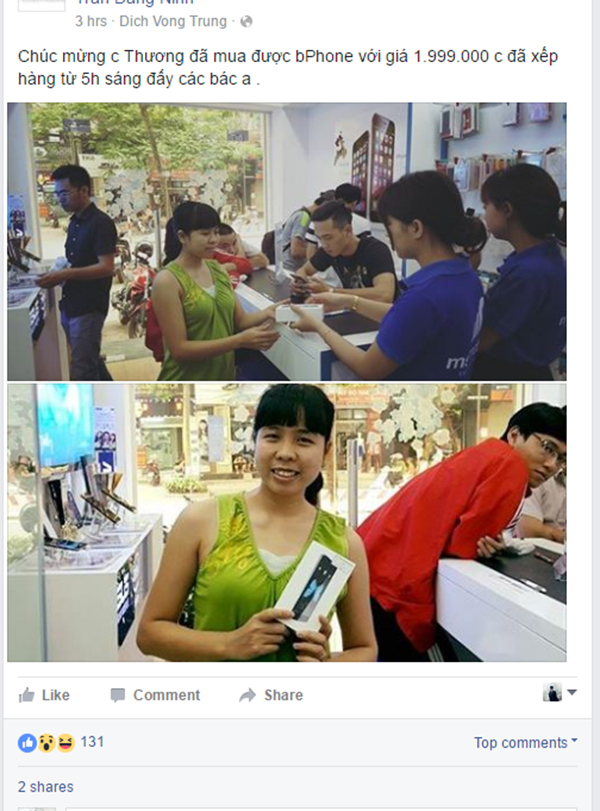 bphone Bphone giá 1.999.000 đồng đã có chủ sở hữu