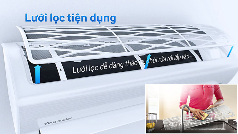 Tăng khả năng lọc sạch không khí nhờ dàn lọc dễ tháo gỡ và lau chùi