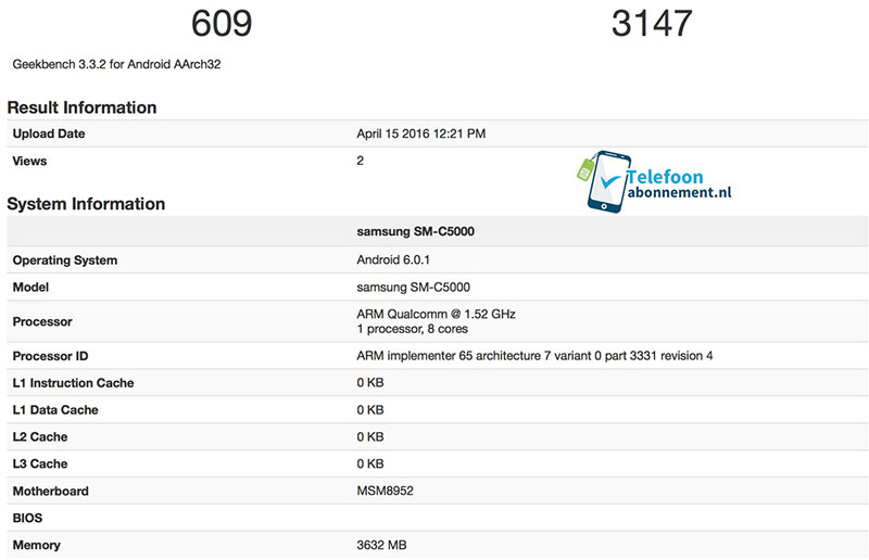 Cấu hình C5 từng được ghi nhận