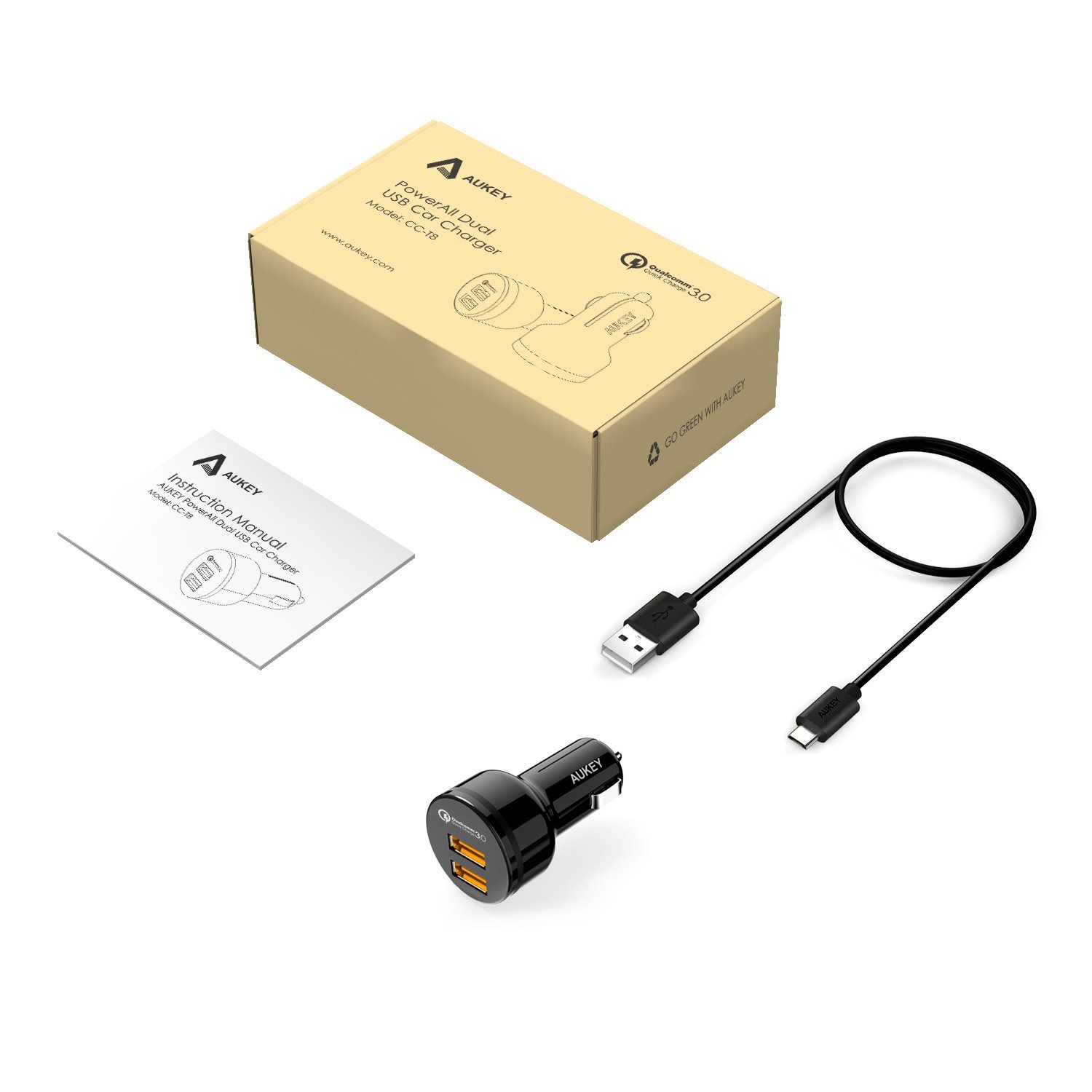 AUKEY 36W Dual Qualcomm 3.0 Port Universal Car