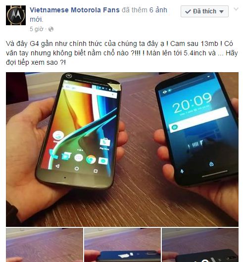 Bài viết trên fanpage Vietnamese Motorola Fans