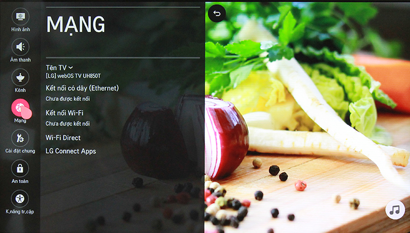 Đánh giá giao diện WebOS 3.0 trên Smart tivi LG > Menu cài đặt trên WebOS 3.0