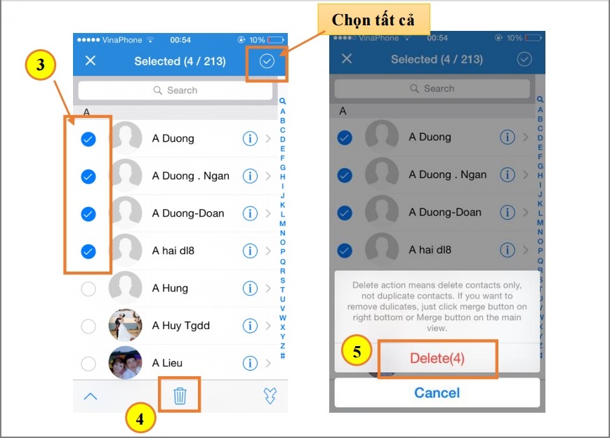 xóa tất cả contact iphone