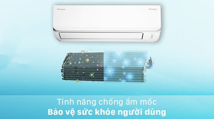 Máy lạnh Daikin Inverter 2.5 HP FTKA60UAVMV có chức năng chống ẩm mốc, bảo vệ sức khỏe người dùng.
