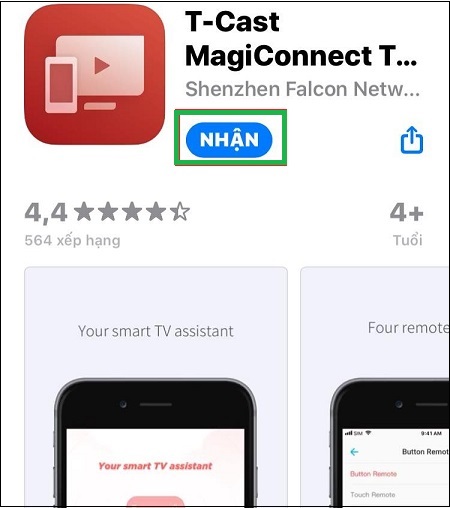 Trên iPhone, bạn vào Apple Store để tải về ứng dụng T-Cast.