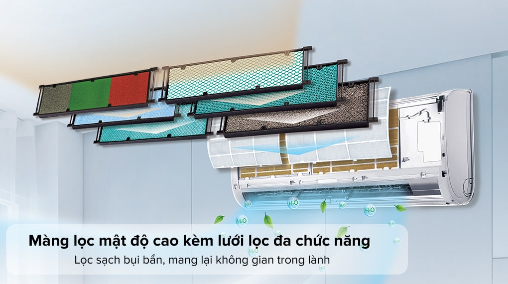 Lọc sạch bụi bẩn với màng lọc mật độ cao kèm lưới lọc đa chức năng