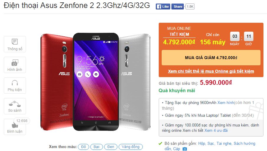 Zenfone 2 giảm giá sốc