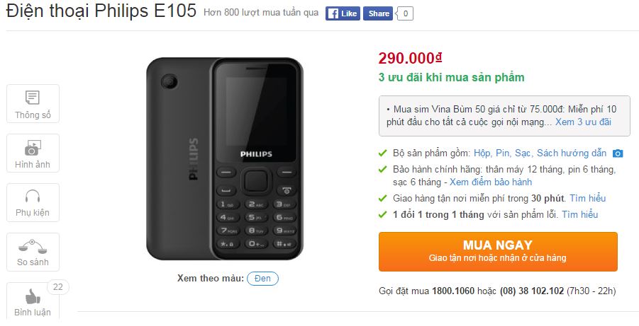 Philips tung điện thoại cục gạch giá chưa tới 300 ngàn tại Việt Nam